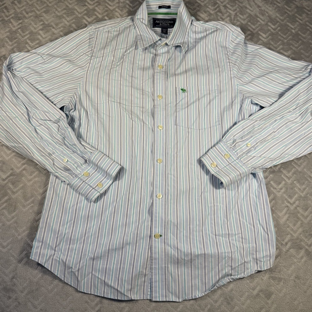 Abercrombie & Fitch Shirt Mens XXL Muscle Pocket Button Up Striped Long Sleeve